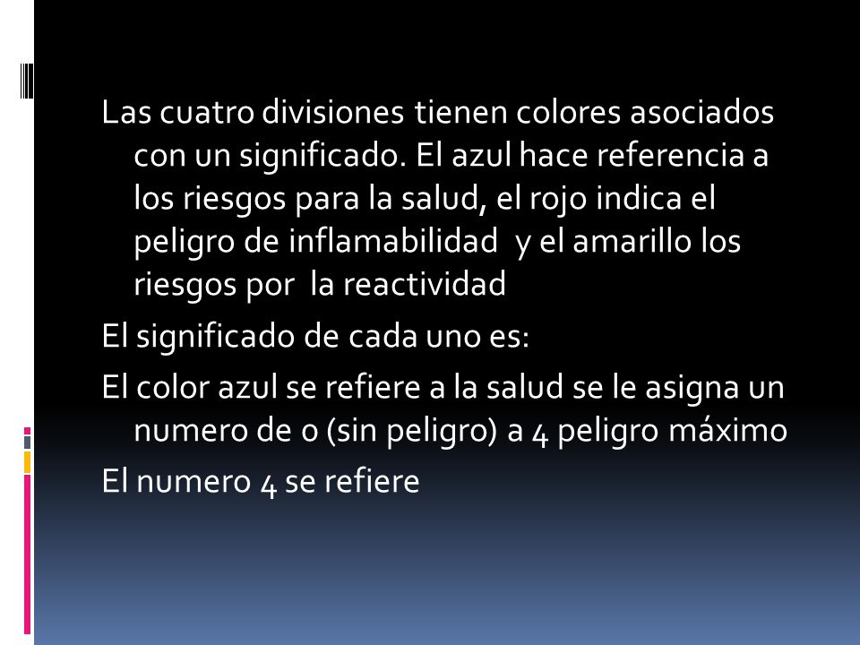 Las cuatro divisiones tienen colores asociados con un significado