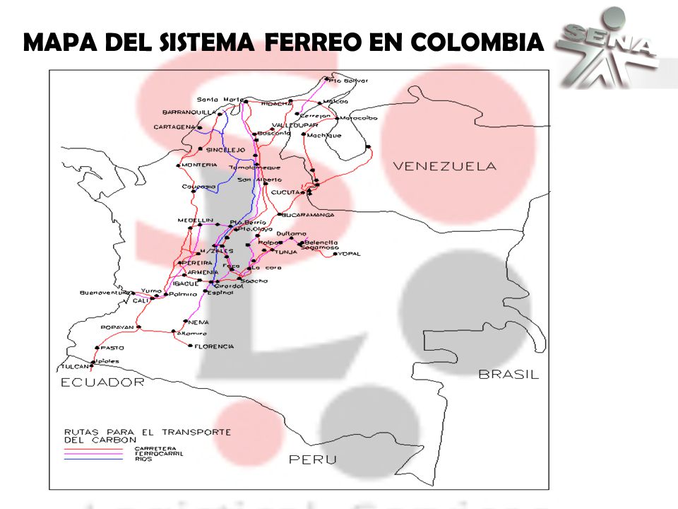 MAPA DEL SISTEMA FERREO EN COLOMBIA
