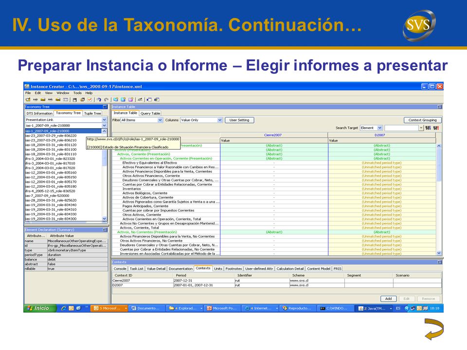 Preparar Instancia o Informe – Elegir informes a presentar