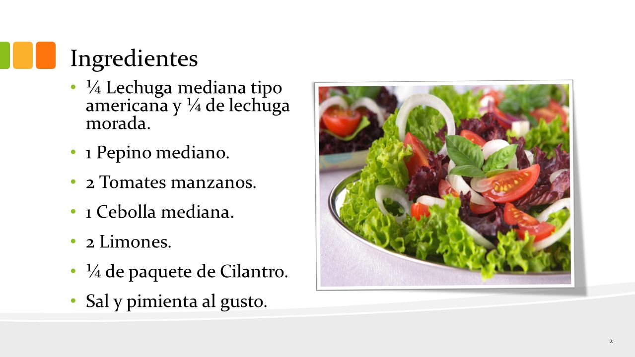 Ingredientes ¼ Lechuga mediana tipo americana y ¼ de lechuga morada.