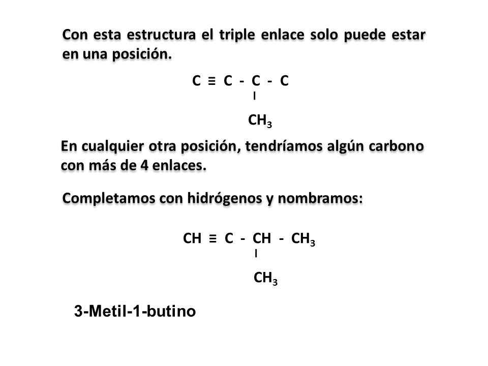 Con esta estructura el triple enlace solo puede estar en una posición.