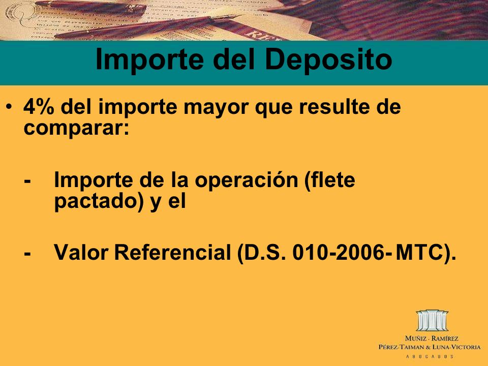 Importe del Deposito 4% del importe mayor que resulte de comparar: