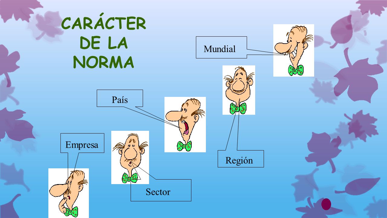 CARÁCTER DE LA NORMA Mundial Región País Sector Empresa Notas: