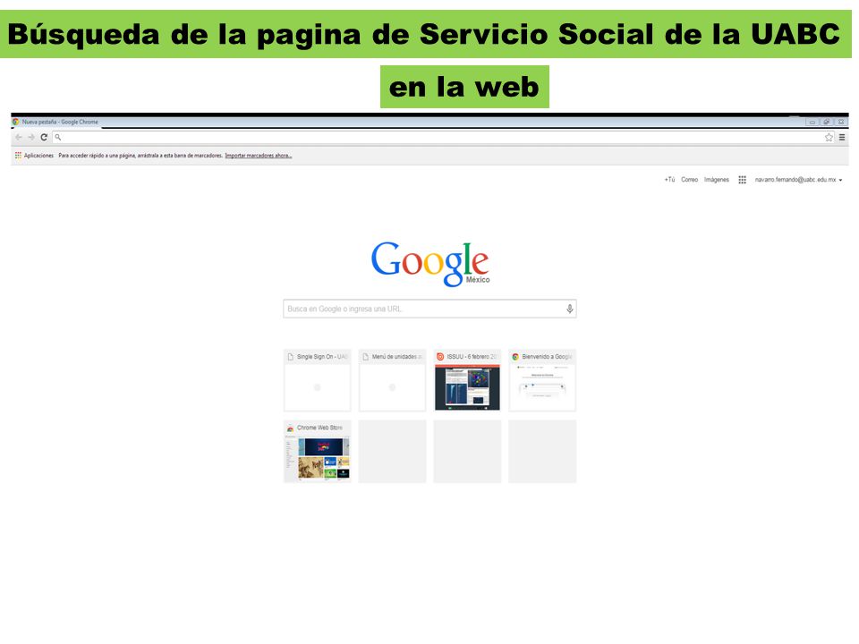 Búsqueda de la pagina de Servicio Social de la UABC