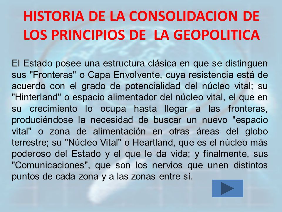 HISTORIA DE LA CONSOLIDACION DE LOS PRINCIPIOS DE LA GEOPOLITICA