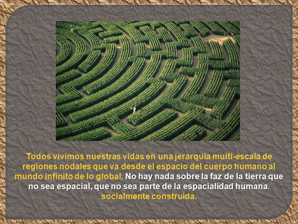 Todos vivimos nuestras vidas en una jerarquía multi-escala de regiones nodales que va desde el espacio del cuerpo humano al mundo infinito de lo global.