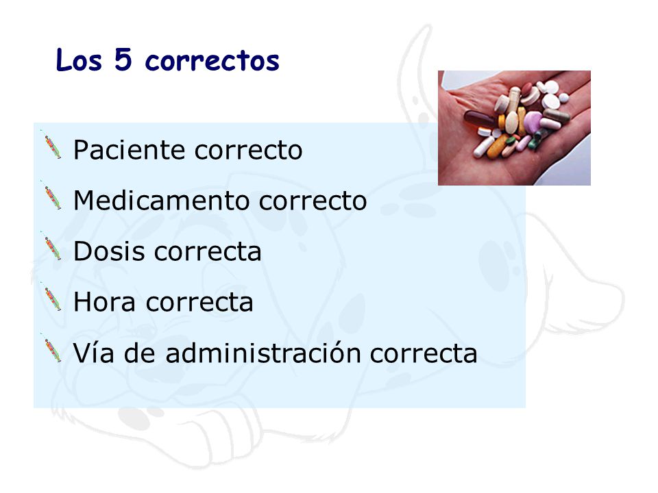 Los 5 correctos Paciente correcto Medicamento correcto Dosis correcta