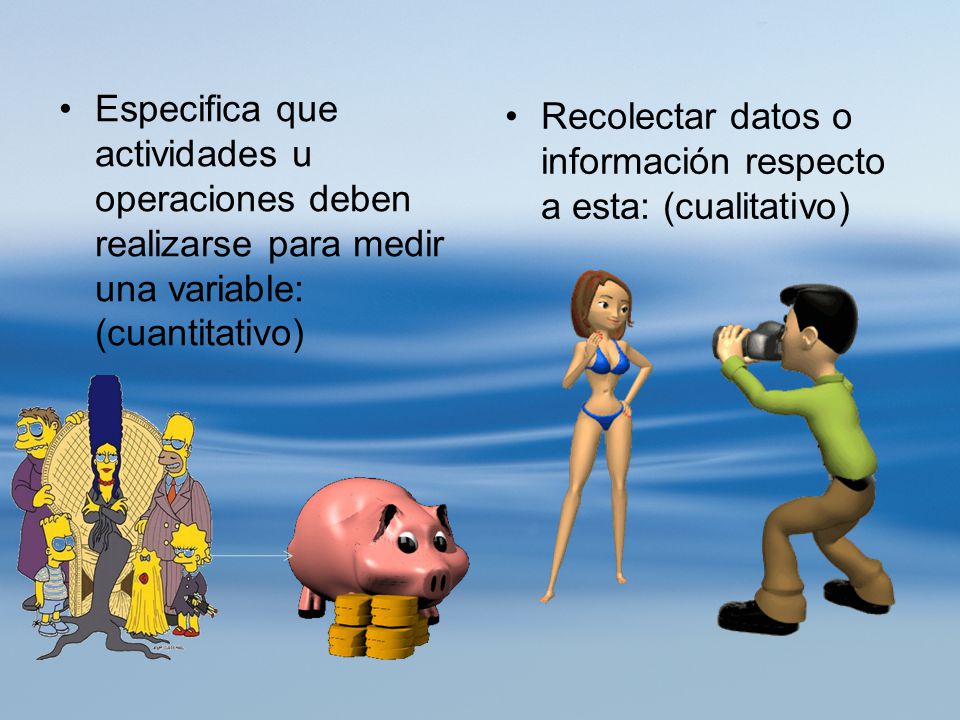 Especifica que actividades u operaciones deben realizarse para medir una variable: (cuantitativo)