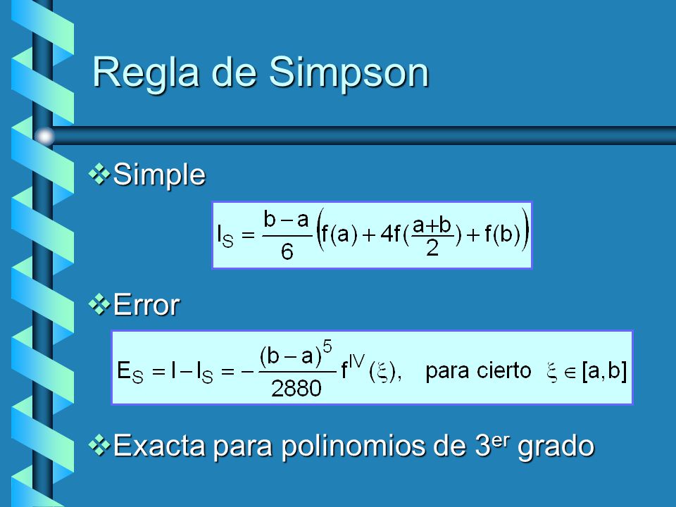 Regla de Simpson Simple Error Exacta para polinomios de 3er grado