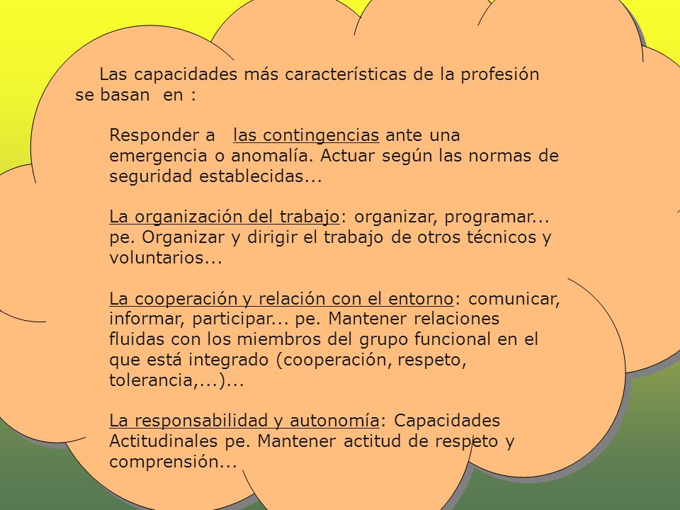 Las capacidades más características de la profesión se basan en :
