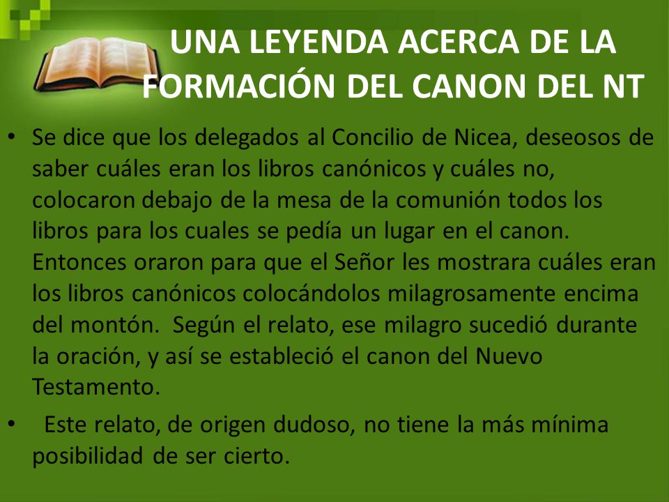 UNA LEYENDA ACERCA DE LA FORMACIÓN DEL CANON DEL NT