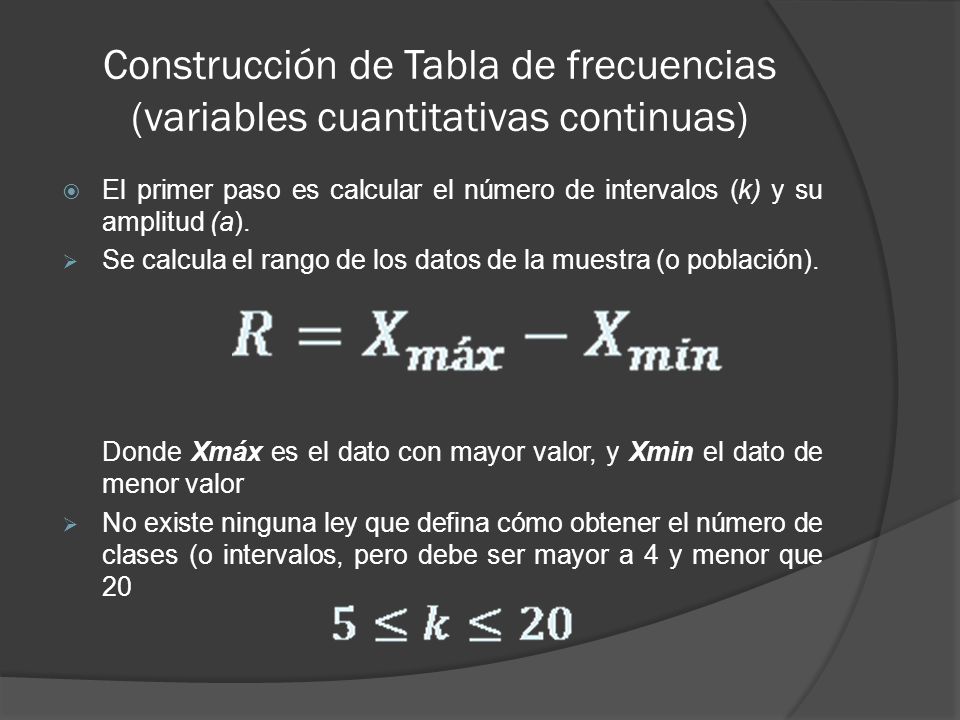 Construcción de Tabla de frecuencias (variables cuantitativas continuas)
