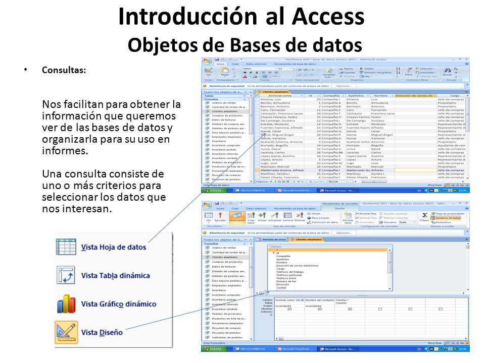 Introducción al Access Objetos de Bases de datos