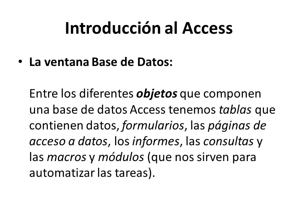 Introducción al Access