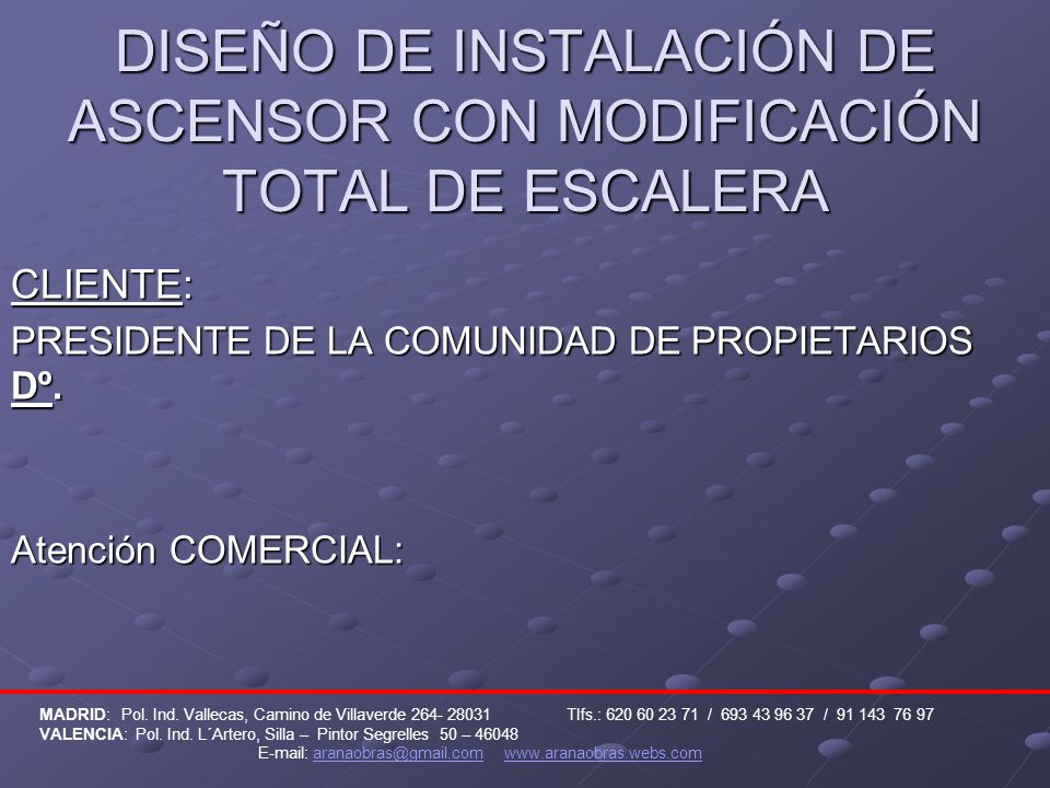 DISEÑO DE INSTALACIÓN DE ASCENSOR CON MODIFICACIÓN TOTAL DE ESCALERA