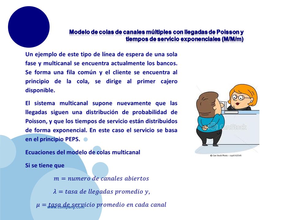 Modelo de colas de canales múltiples con llegadas de Poisson y tiempos de servicio exponenciales (M/M/m)