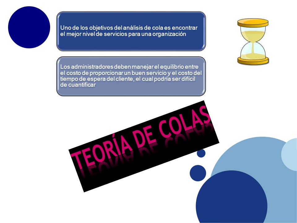 Uno de los objetivos del análisis de cola es encontrar el mejor nivel de servicios para una organización