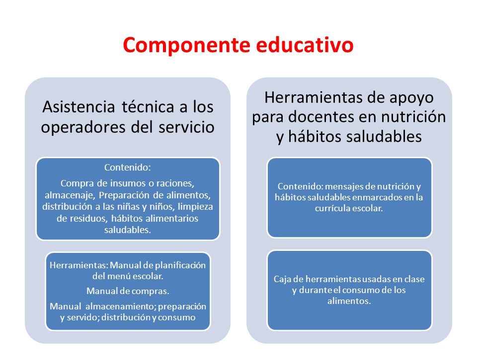 Componente educativo Asistencia técnica a los operadores del servicio