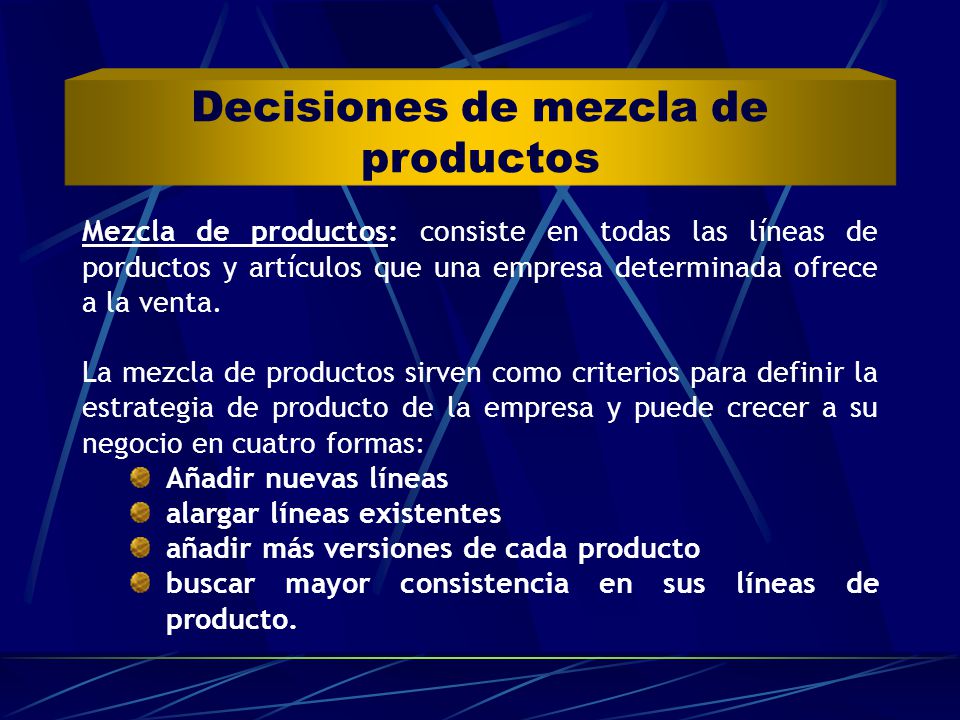 Decisiones de mezcla de productos