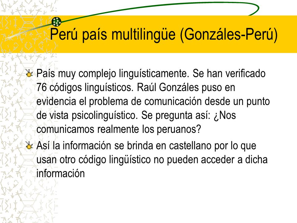 Perú país multilingüe (Gonzáles-Perú)