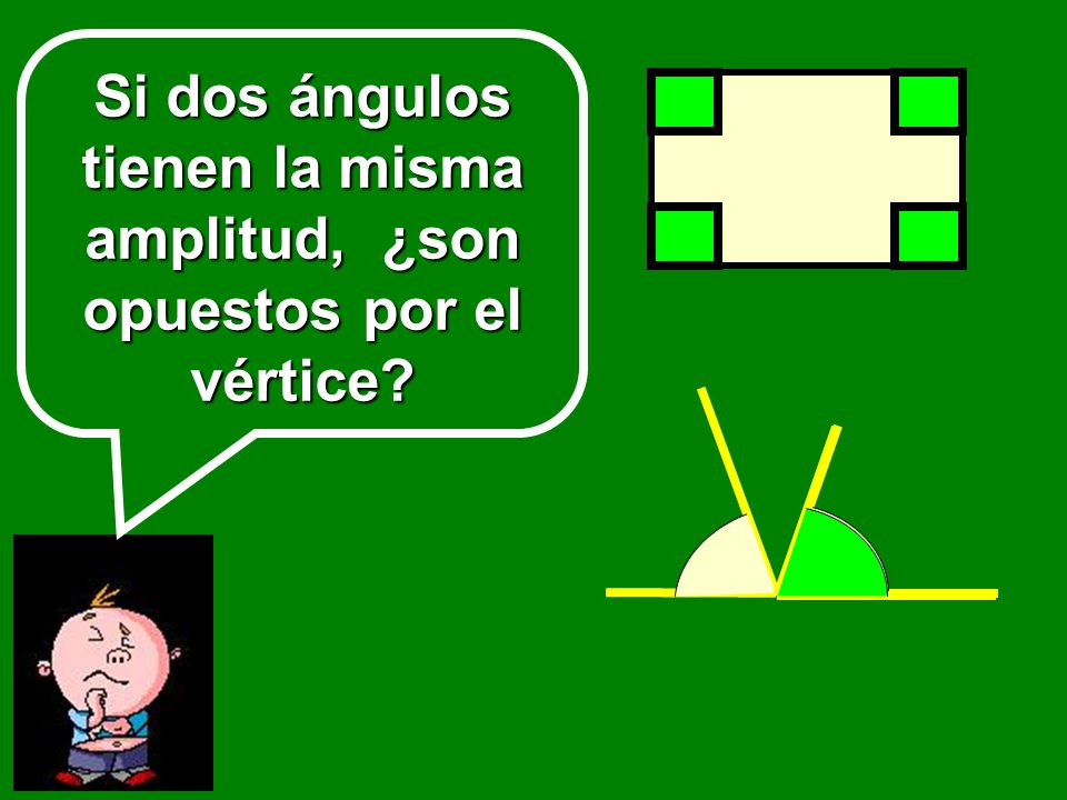 Si dos ángulos tienen la misma amplitud, ¿son opuestos por el vértice