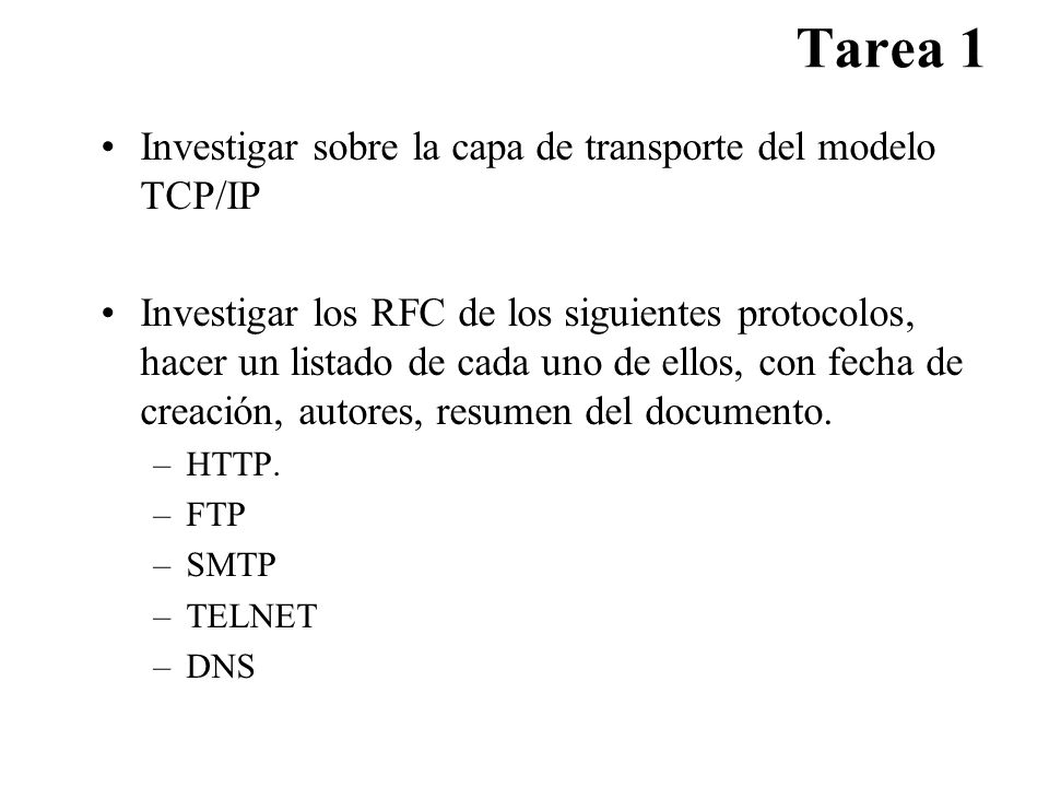 Tarea 1 Investigar sobre la capa de transporte del modelo TCP/IP
