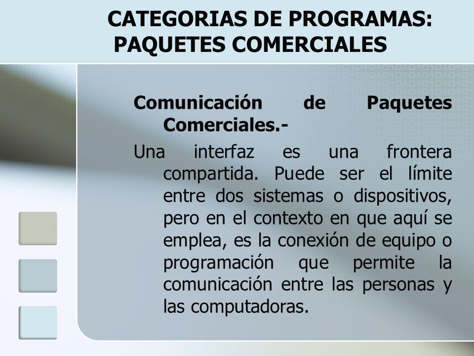 CATEGORIAS DE PROGRAMAS: PAQUETES COMERCIALES