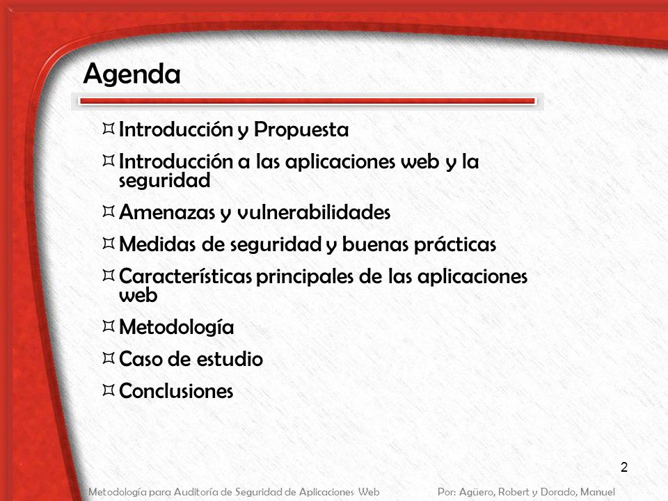Metodología para la Auditoría de Seguridad en Aplicaciones Web