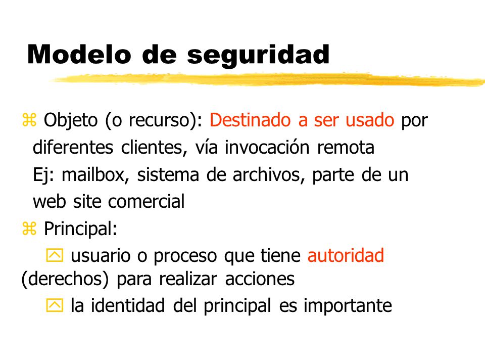 Modelo de seguridad Objeto (o recurso): Destinado a ser usado por