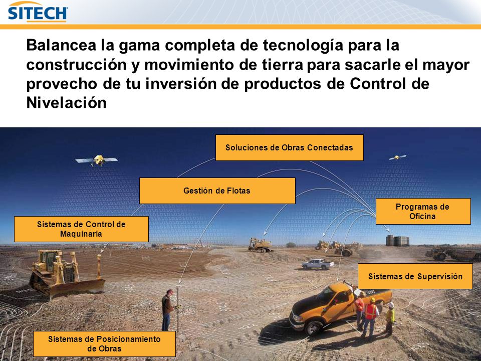Balancea la gama completa de tecnología para la construcción y movimiento de tierra para sacarle el mayor provecho de tu inversión de productos de Control de Nivelación