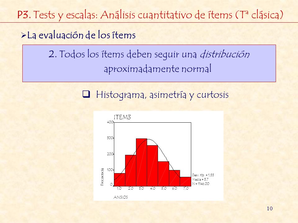 P3. Tests y escalas: Análisis cuantitativo de ítems (Tª clásica)