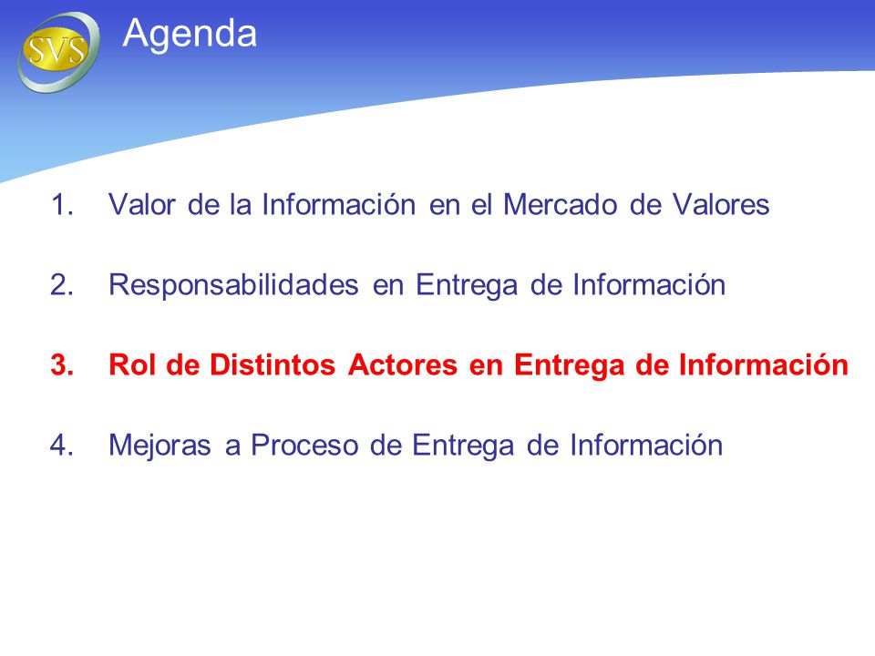 Agenda Valor de la Información en el Mercado de Valores