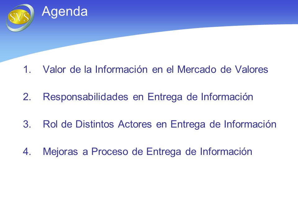 Agenda Valor de la Información en el Mercado de Valores