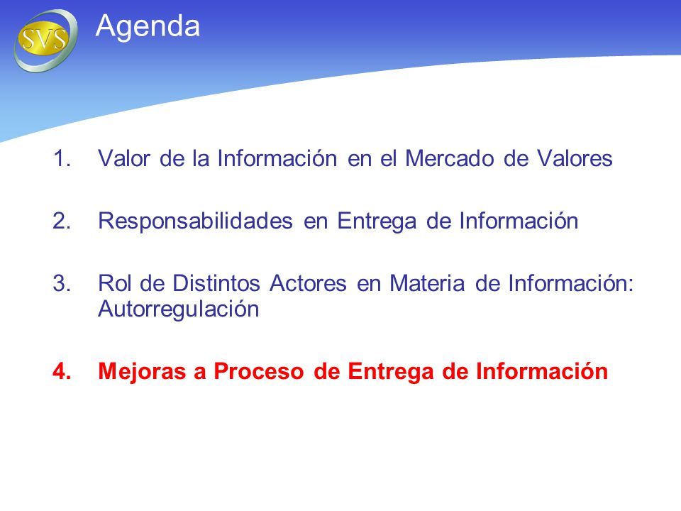 Agenda Valor de la Información en el Mercado de Valores