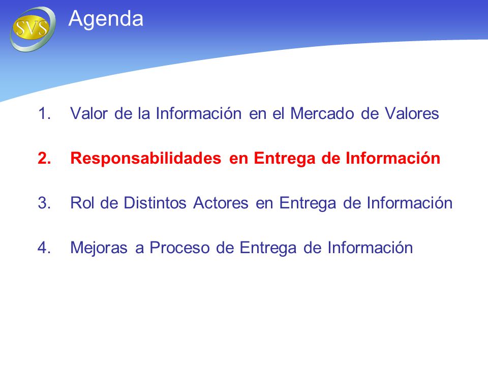 Agenda Valor de la Información en el Mercado de Valores