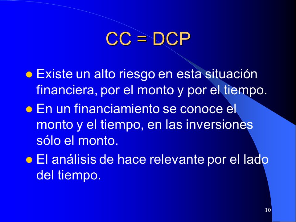 CC = DCP Existe un alto riesgo en esta situación financiera, por el monto y por el tiempo.