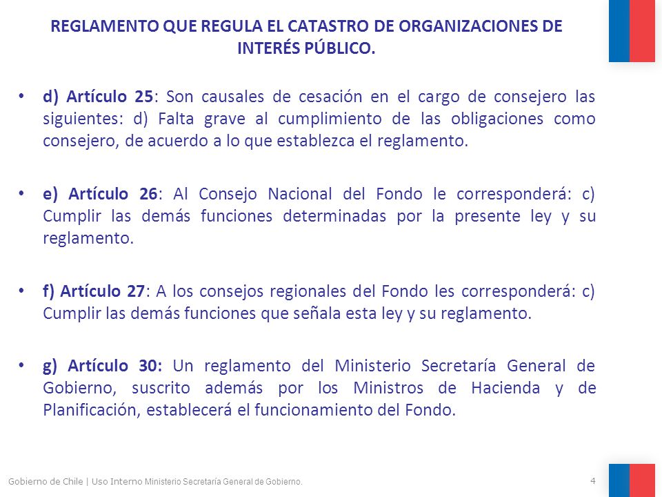 REGLAMENTO QUE REGULA EL CATASTRO DE ORGANIZACIONES DE INTERÉS PÚBLICO.