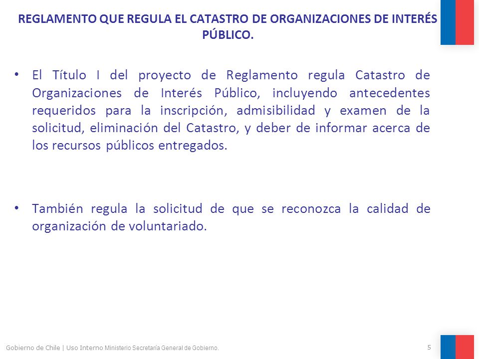 REGLAMENTO QUE REGULA EL CATASTRO DE ORGANIZACIONES DE INTERÉS PÚBLICO.