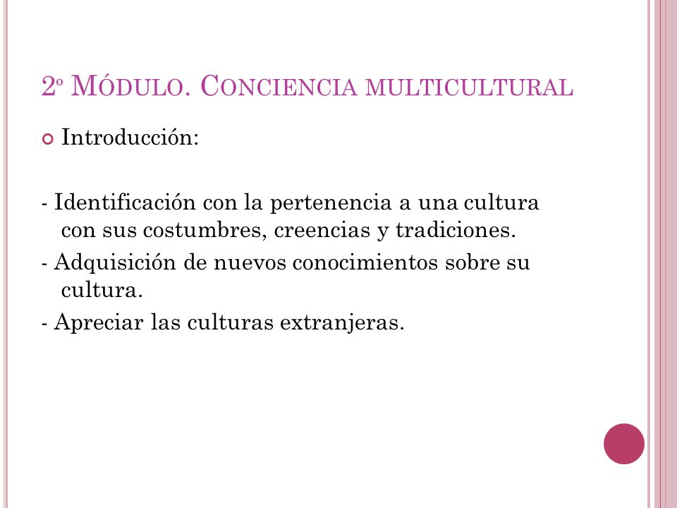2º Módulo. Conciencia multicultural