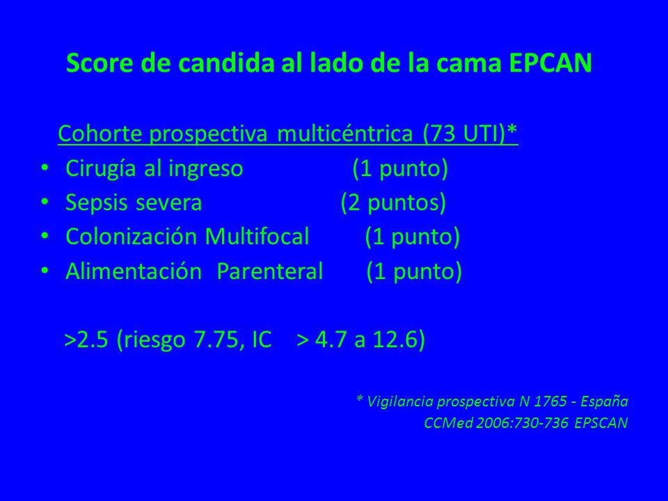 Score de candida al lado de la cama EPCAN
