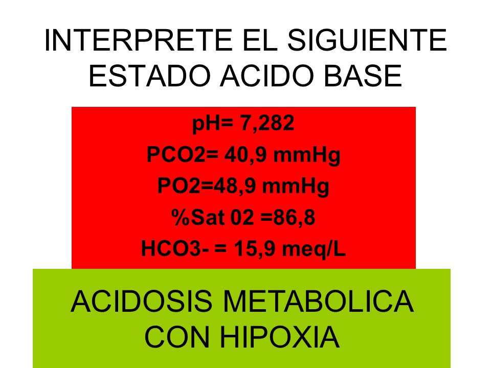 INTERPRETE EL SIGUIENTE ESTADO ACIDO BASE