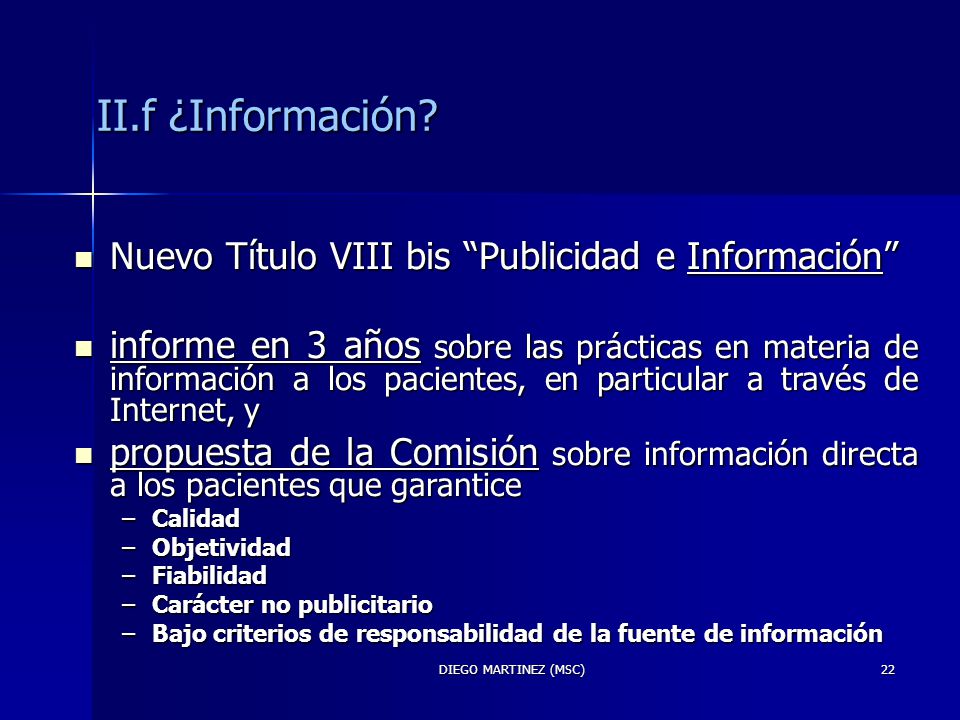 II.f ¿Información Nuevo Título VIII bis Publicidad e Información