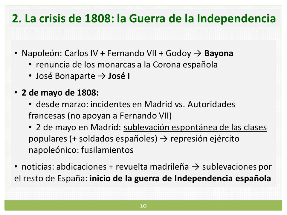2. La crisis de 1808: la Guerra de la Independencia
