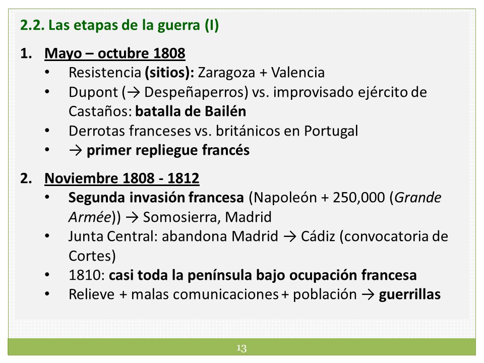 2.2. Las etapas de la guerra (I)