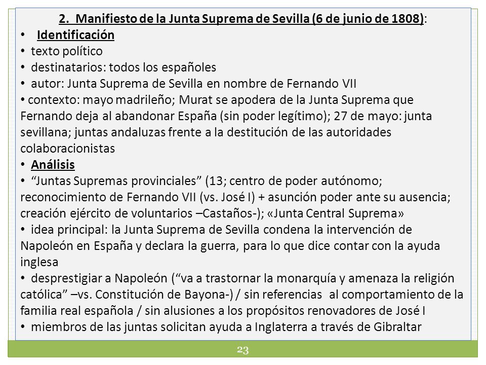 2. Manifiesto de la Junta Suprema de Sevilla (6 de junio de 1808):