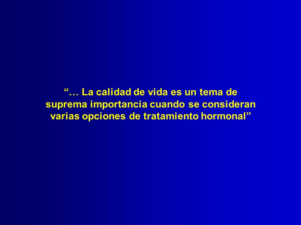 … La calidad de vida es un tema de suprema importancia cuando se consideran varias opciones de tratamiento hormonal