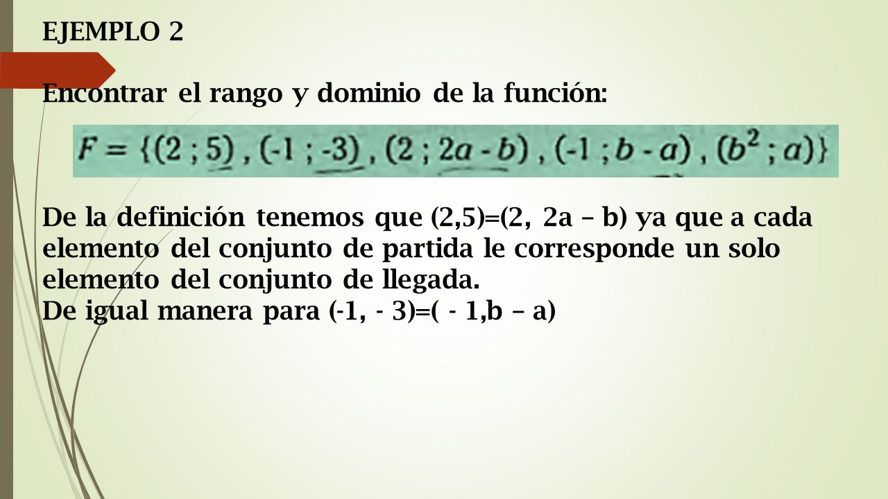 EJEMPLO 2 Encontrar el rango y dominio de la función: