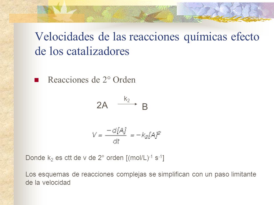 Velocidades de las reacciones químicas efecto de los catalizadores
