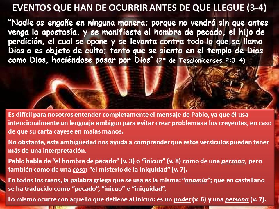 EVENTOS QUE HAN DE OCURRIR ANTES DE QUE LLEGUE (3-4)