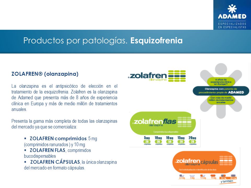 Productos por patologías. Esquizofrenia